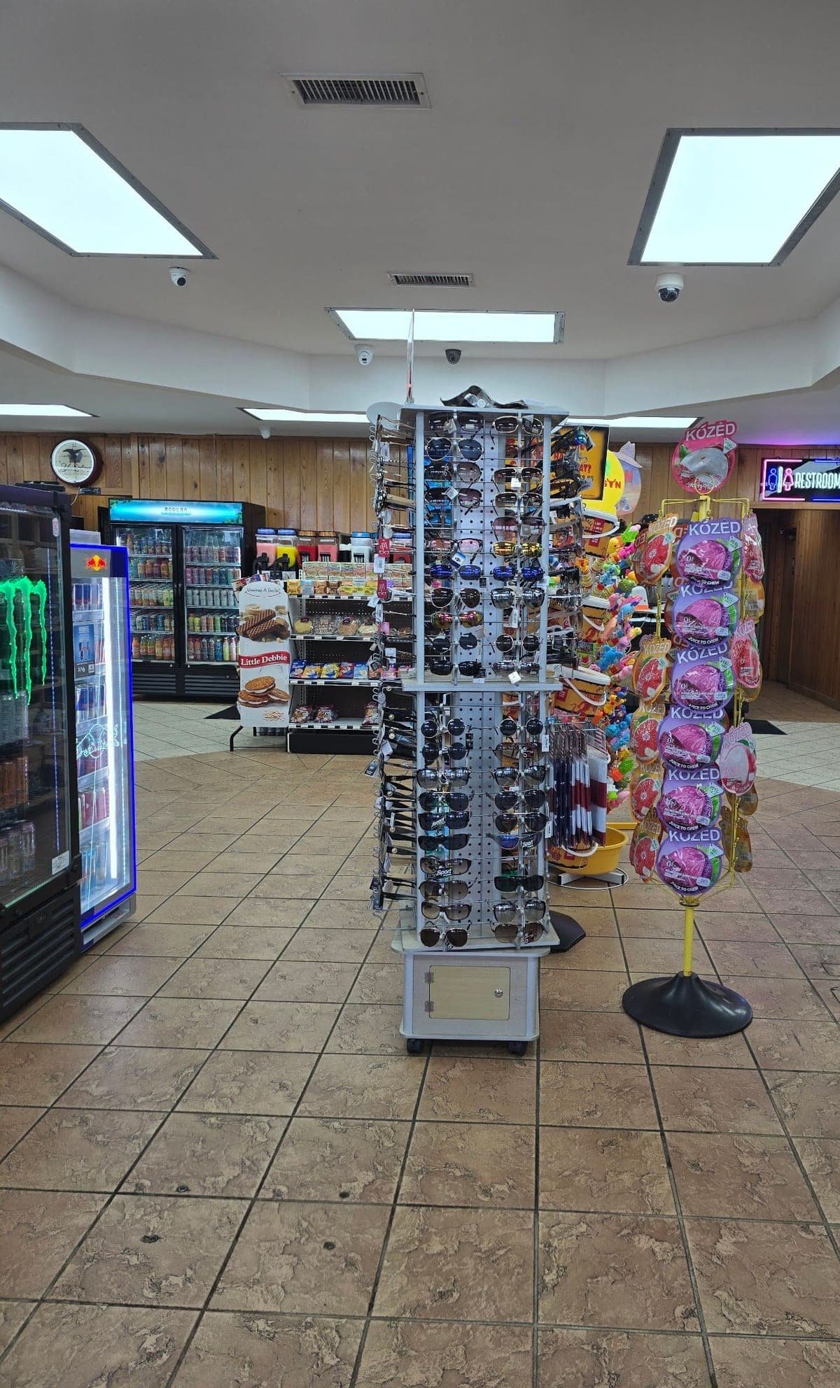 The front of Bent Creek Grocery looking toward the counter and the sunglasses stand